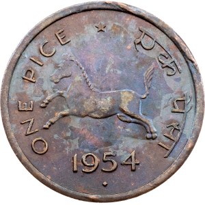 India, 1 pice, 1954, Bombaj
