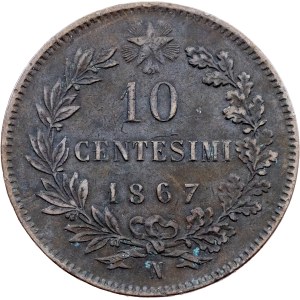 Itálie, 10 centesimi 1867, N, Neapol