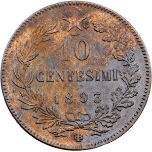Itálie, 10 centesimi 1893, BI, Heaton
