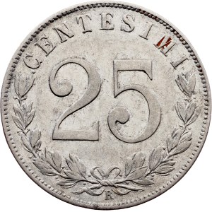 Itálie, 25 centesimů, 1903, R, Řím
