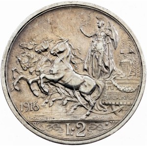 Itálie, 2 liry, 1916, R, Řím