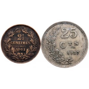 Grand Duchy of Luxembourg, 2 1/2, 25 Centimes 1901-1927, Brussels