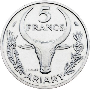 Madagascar, 5 Francs 1966, Paris - ESSAI