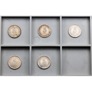 Malajsie, 5 × 5 centů, 1941–1945, Londýn a Bombaj