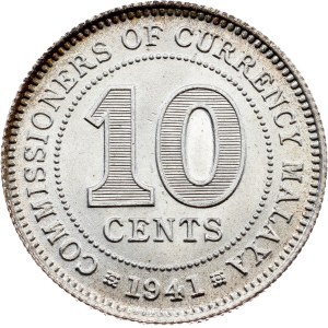Malajsie, 10 centů, 1941, Londýn