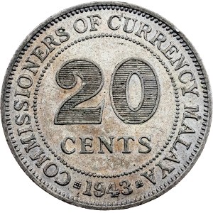 Malajsie, 20 centů, 1943, Londýn