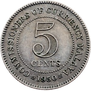 Malajsie, 5 centů, 1950, Londýn