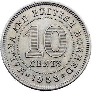 Malaya and British Borneo, 10 Cents 1953, London