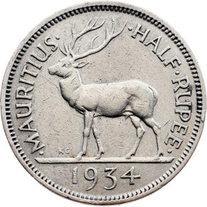 Mauritius, 1/2 Rupee 1934, London