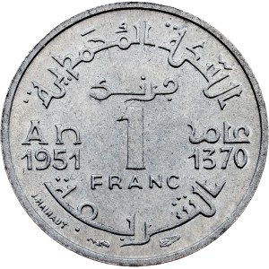 Cherifská říše, 1 frank, rok 1370 podle islámského kalendáře (1951), Paříž