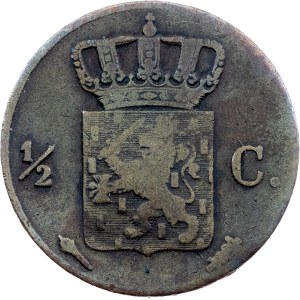Nizozemsko, 1/2 centu, 1827, Utrecht