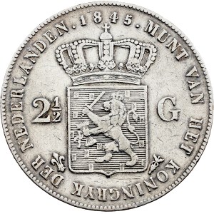 Nizozemsko, 2 1/2 guldenů, 1845, Utrecht