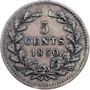 Nizozemsko, 5 centů, 1850, Utrecht