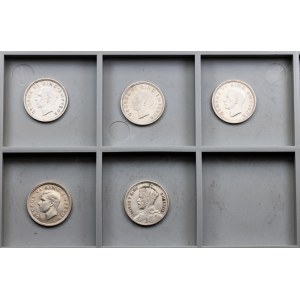 Nový Zéland, 5 × 3 pence, 1933–1946, Londýn