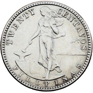 Philippines, 20 Centavos 1908, S, San Francisco