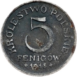 Polsko, 5. fenigow 1918, F, Stuttgart