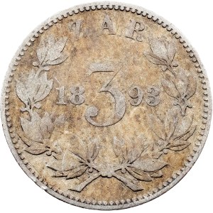 Jihoafrická republika, 3 pence, 1893, Pretoria