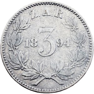 Jihoafrická republika, 3 pence, 1894, Pretoria
