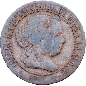 Španělsko, 2 1/2 centimů z escuda, 1868, OM, Sevilla