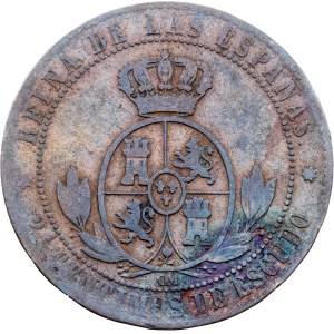 Španělsko, 2 1/2 centimů z escuda, 1868, OM, Sevilla