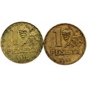 Spain, 2 x 1 Peseta 1937, Madrid