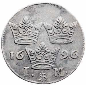 Švédsko, 1 mark 1696, AS, Stockholm