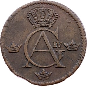 Švédsko, 1/4 skillingu z roku 1802, Avesta