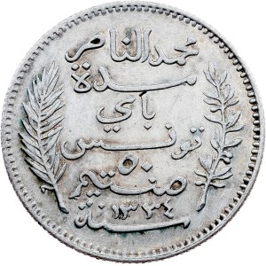 Tunesien, 50 Centimes, AH 1334 (1915), A, Paris