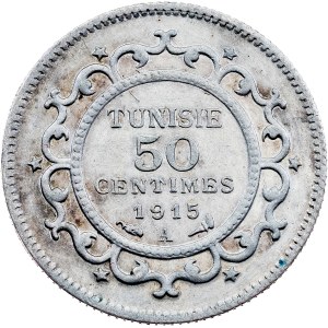 Tunesien, 50 Centimes, AH 1334 (1915), A, Paris
