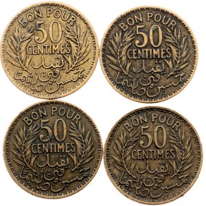 French Protectorate of Tunisia, 4 x 50 Centimes 1921-1945, Paris
