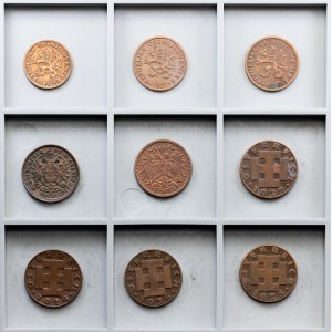 Europe, Lot of 9 Coins 1885-1937