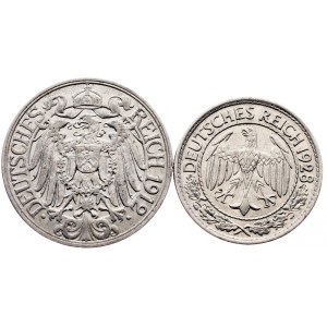 Německo, sada 2 mincí z let 1912–1928, A, Berlín