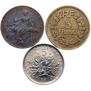 Francie, sada 3 mincí z let 1916–1971, Paříž