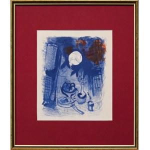 Marc Chagall (1887–1985), Still Life with Bowls of Fruit, a Carafe, a Woman, and a Goat, 1957