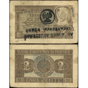 Poland, 2 zlote banknote counterfeit from the occupation period, March 1, 1940, with an overprint