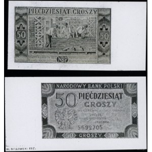 Poland, set: 2 copies of the design for the 50 groszy banknote, July 1, 1948