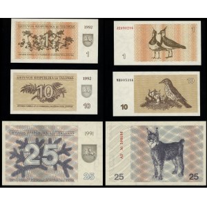 Litwa, zestaw 6 banknotów, 1991-1992