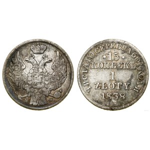 Polska, 15 kopiejek = 1 złoty, 1838 MW, Warszawa