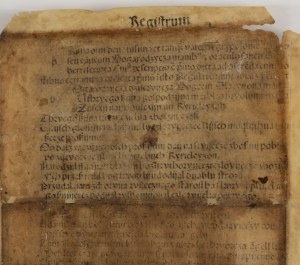 Pergaminowa karta z tekstem Bogurodzicy i fragmentem łacińskiej preambuły Statutu Łaskiego, 1505/1506