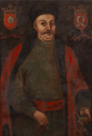 Autor nierozpoznany (XVIII w.), Portret szlachcica z herbami Poraj i Nałęcz