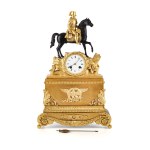 A mantel clock featuring a figure of Napoleon on horseback, second quarter of the 19th century