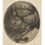Jan Piotr Norblin de la Gourdaine (1745 Misy-Faut-Yonne - 1830 Paryż), Głowa męska w białym zawoju z perłami, 1777