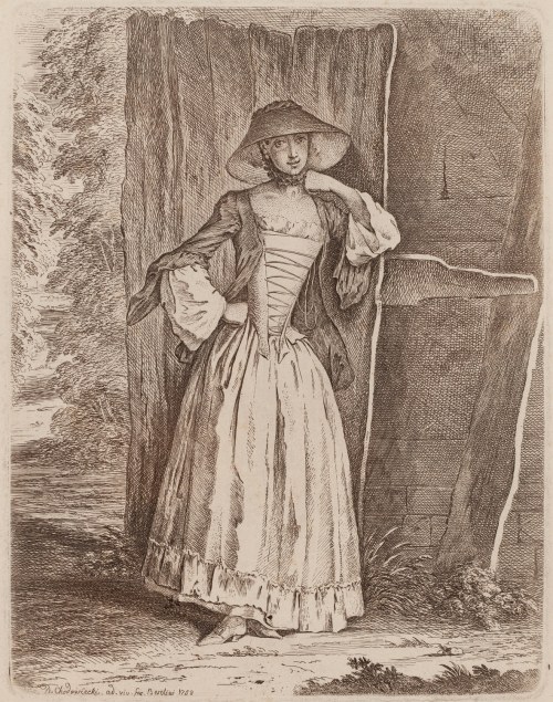 Daniel Chodowiecki (1726 Gdańsk - 1801 Berlin), Stojąca dama (Panna Quantin), 1758