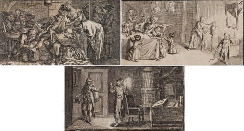 Daniel Chodowiecki, według (1726 - 1801), Zestaw trzech rycin, około XVIII / XIX w