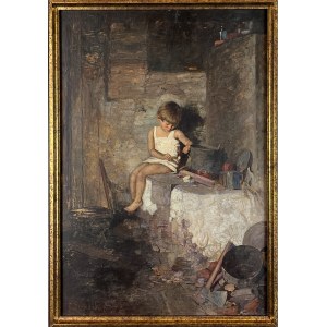 Franciszek MRAŻEK (1891 Nowy Sącz-1970 Limanowa), Dziewczynka przy piecu