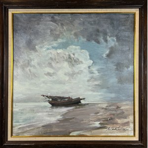 Marian MOKWA (1889 Malary-1987 Sopot), Łódź na brzegu