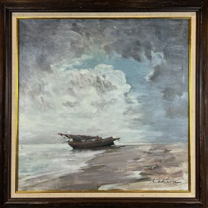 Marian MOKWA (1889 Malary-1987 Sopot), Łódź na brzegu