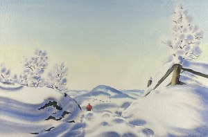 Rafał MALCZEWSKI (1892 Kraków - 1965 Montreal), Pejzaż zimowy z narciarzem