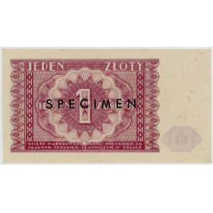 1 zloty, 1946, SPECIMEN, no cross-outs, approval specimen