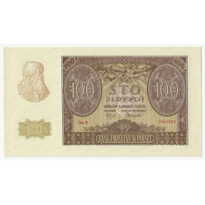 100 zlotych, 1940, Series B, ZWZ counterfeit from the occupation period